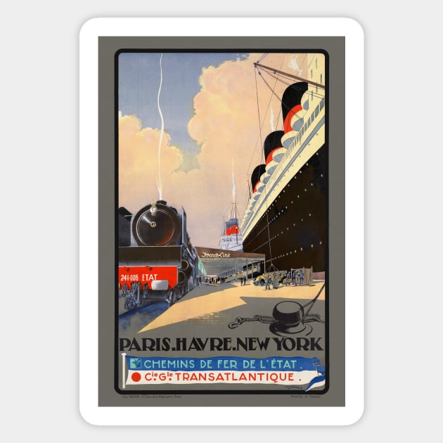 Paris Havre New York France Vintage Poster 1930 Sticker by vintagetreasure